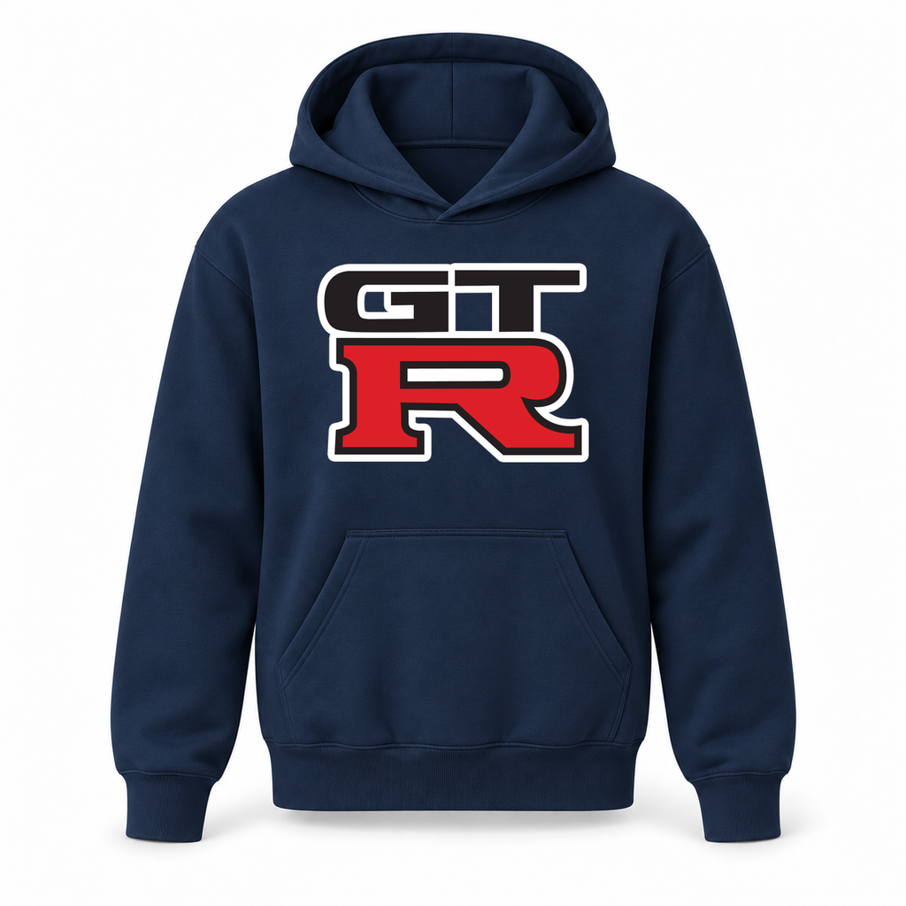 Youth Kids GTR Car Pullover Hoodie | Color: Navy | Refreshed youth hoodie, original Drive artwork