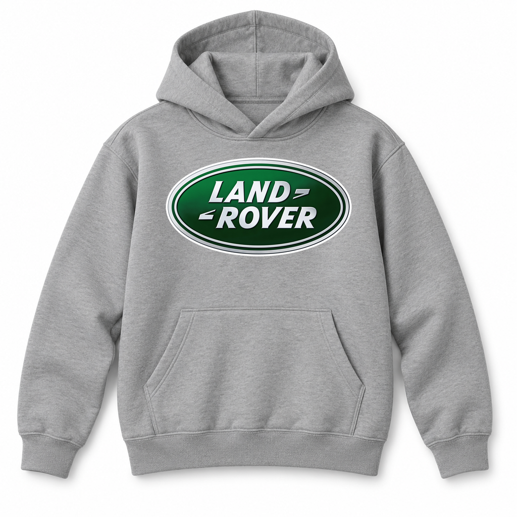 Youth Kids Land Rover Car Pullover Hoodie | Color: Grey | Refreshed youth hoodie, original Drive artwork