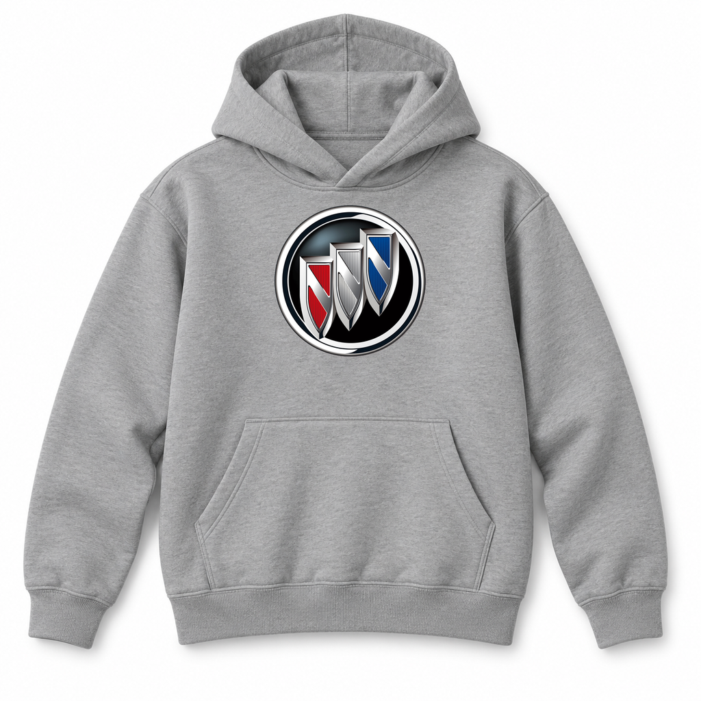 Youth Kids Buick Car Pullover Hoodie | Color: Grey | Refreshed youth hoodie, original Drive artwork
