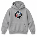 Youth Kids Buick Car Pullover Hoodie | Color: Grey | Refreshed youth hoodie, original Drive artwork