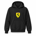 Youth Kids Ferrari Car Pullover Hoodie | Color: Black | Refreshed youth hoodie, original Drive artwork