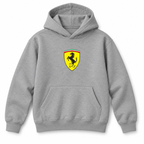Youth Kids Ferrari Car Pullover Hoodie | Color: Grey | Refreshed youth hoodie, original Drive artwork