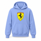 Youth Kids Ferrari Car Pullover Hoodie | Color: Light Blue | Refreshed youth hoodie, original Drive artwork