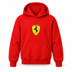 Youth Kids Ferrari Car Pullover Hoodie | Color: Red | Refreshed youth hoodie, original Drive artwork