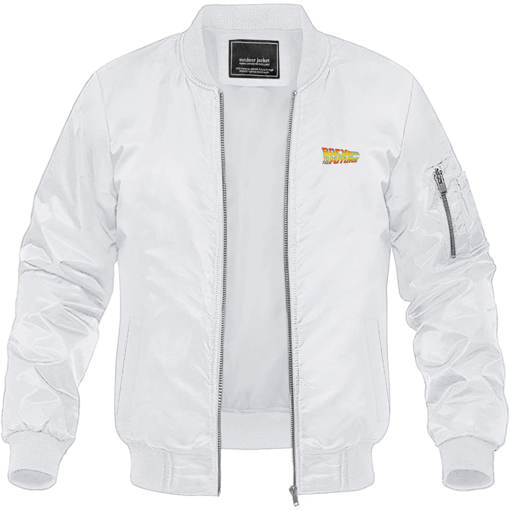 Men's Back To The Future Movie Lightweight Bomber Jacket Windbreaker Softshell Varsity Jacket Coat