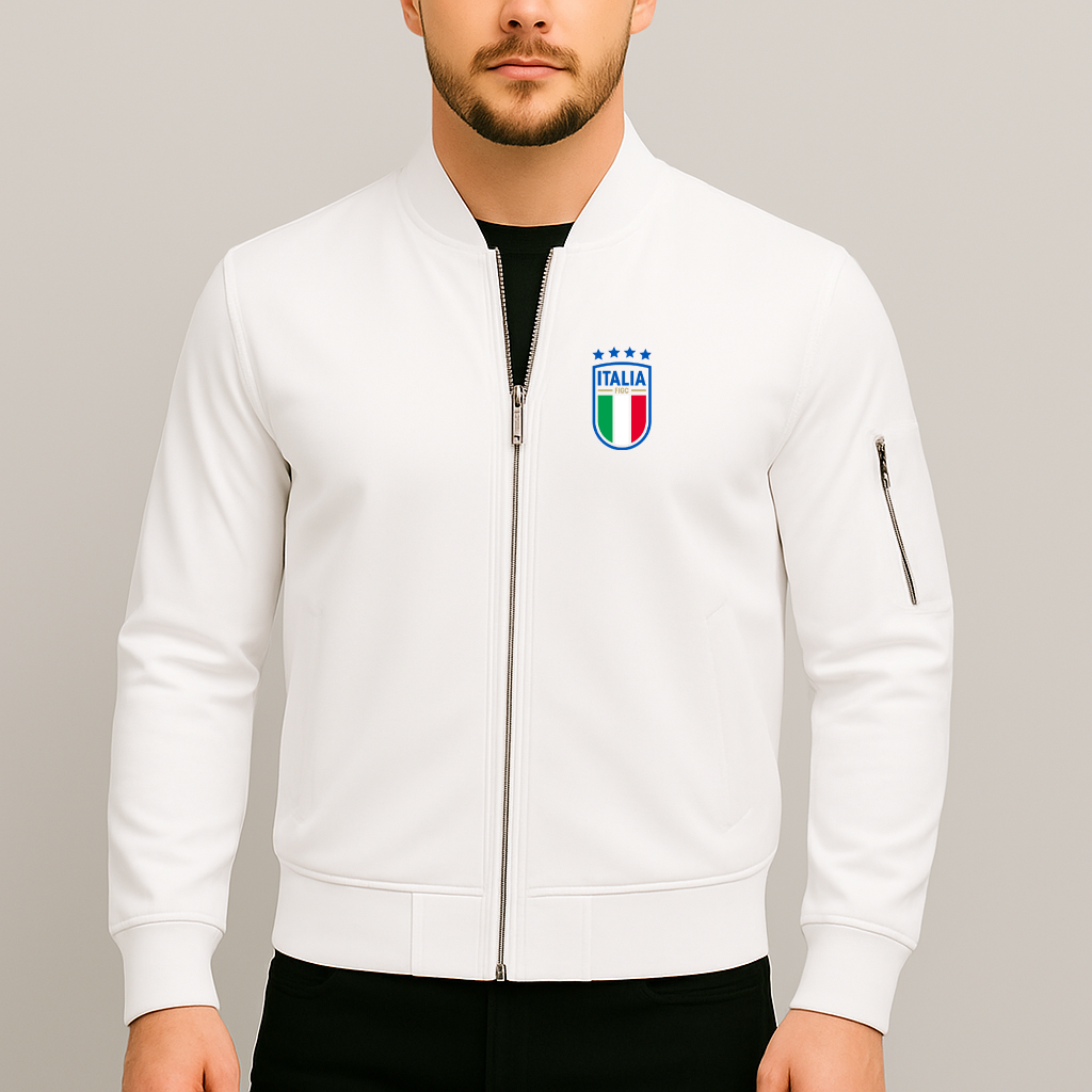 Men's  Italy National Soccer Team Lightweight Bomber Jacket Windbreaker Softshell Varsity Jacket Coat