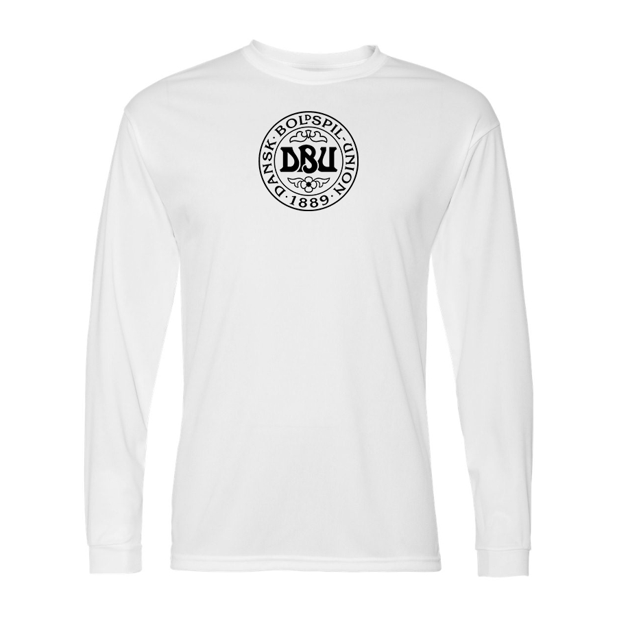 Men’s  Denmark Soccer (Black) (White) - C2 Sport - Performance Long Sleeve T-Shirt - 5104