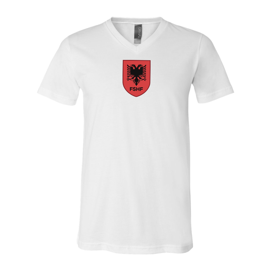 Men’s Albania National Soccer Team - BELLA + CANVAS - Jersey V-Neck Tee - 3005