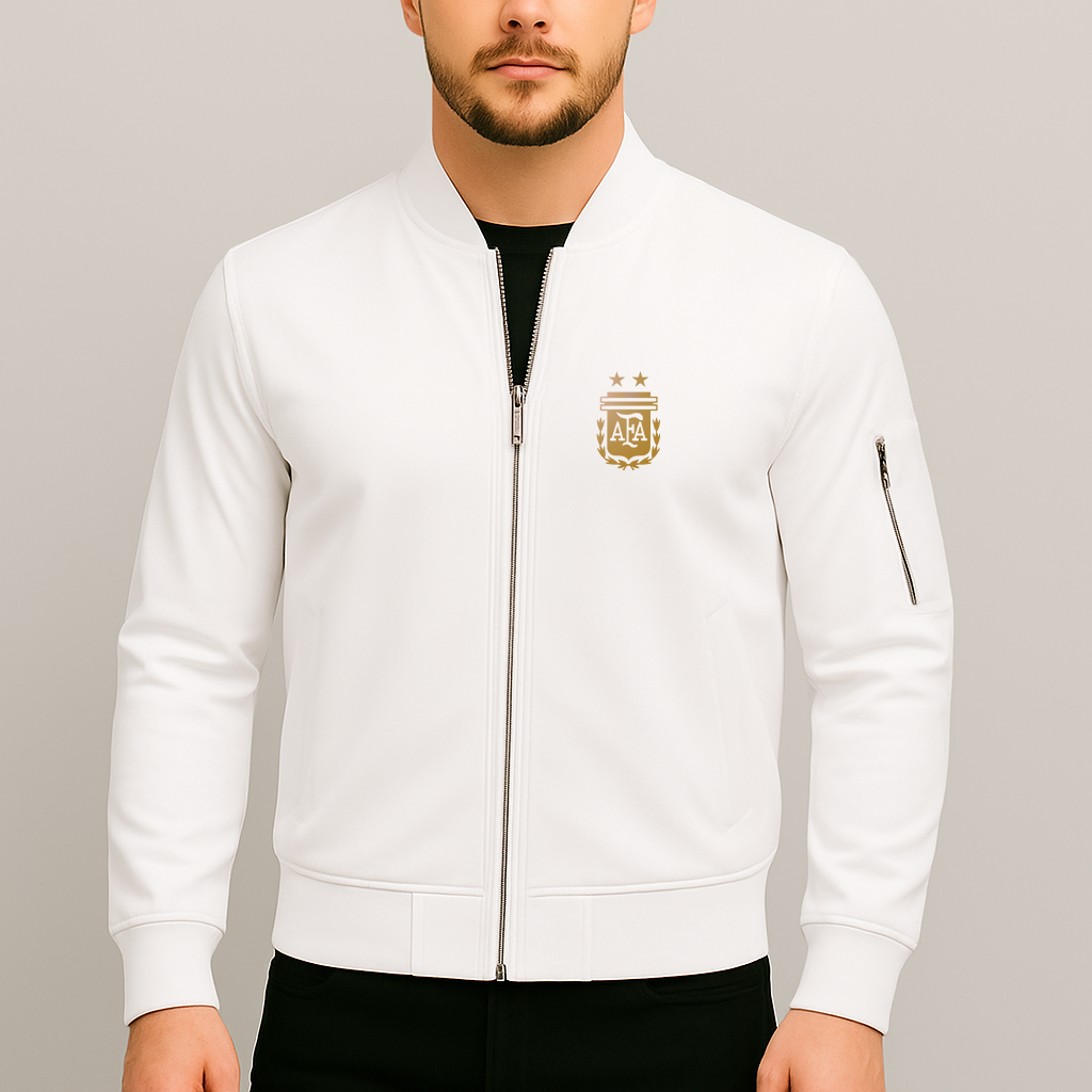 Men's Argentina Soccer Lightweight Bomber Jacket Windbreaker Softshell Varsity Jacket Coat
