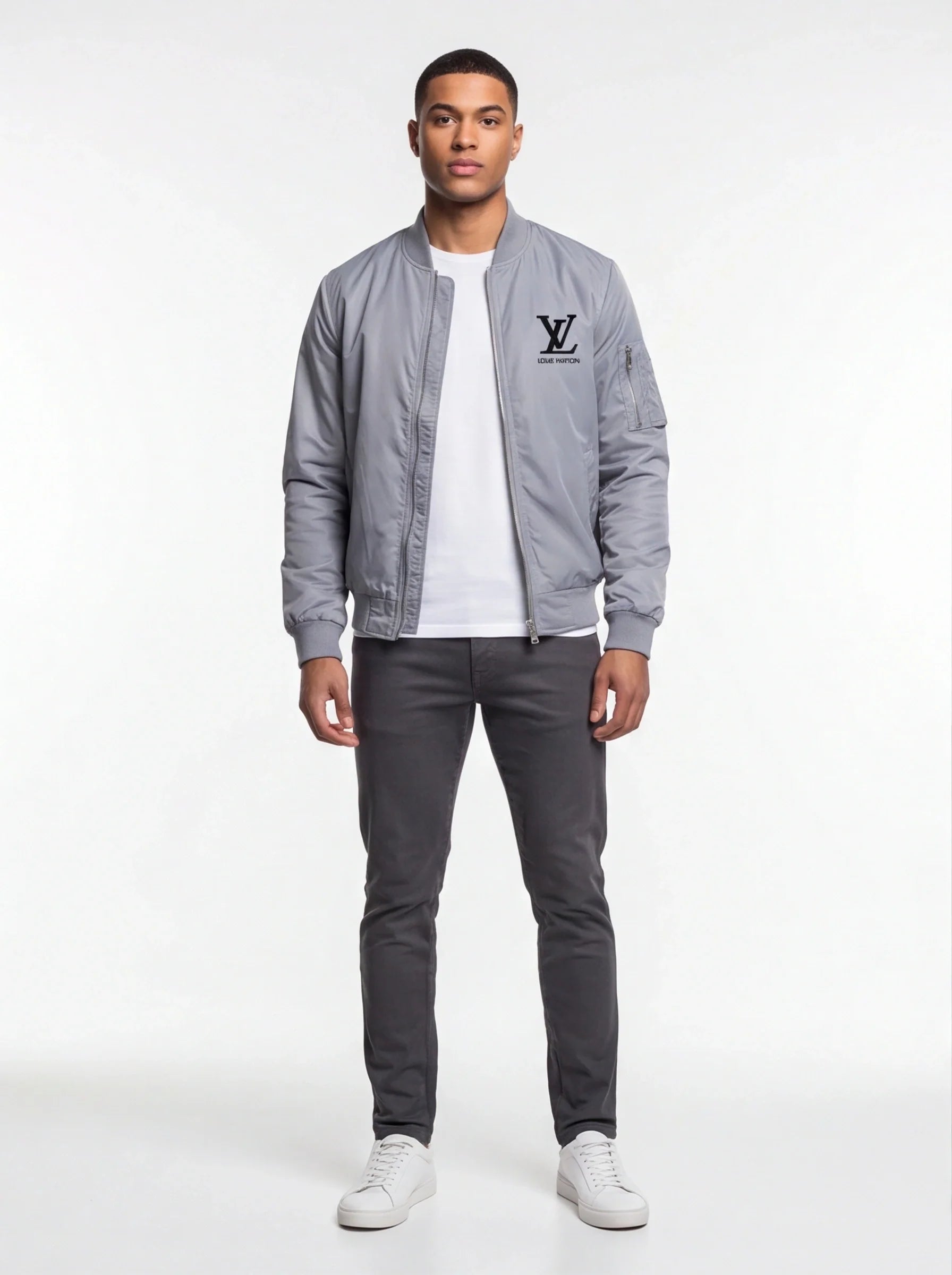 Men's Louis Vuitton Lightweight Bomber Jacket Windbreaker Softshell Varsity Jacket Coat