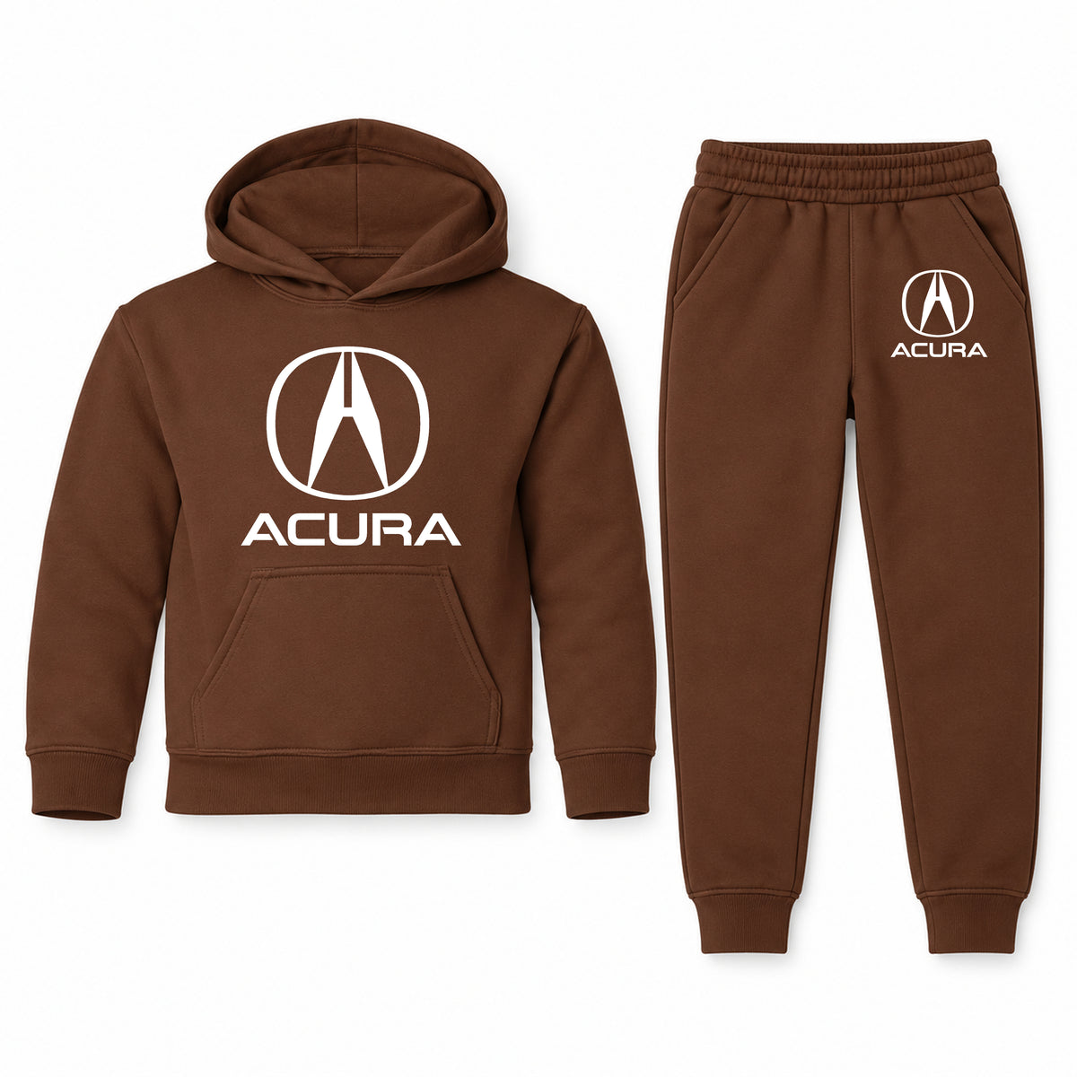 Acura youth hoodie jogger set, Brown, Youth Large ages 10–12