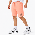 Acura fleece shorts Peach front logo near left hem