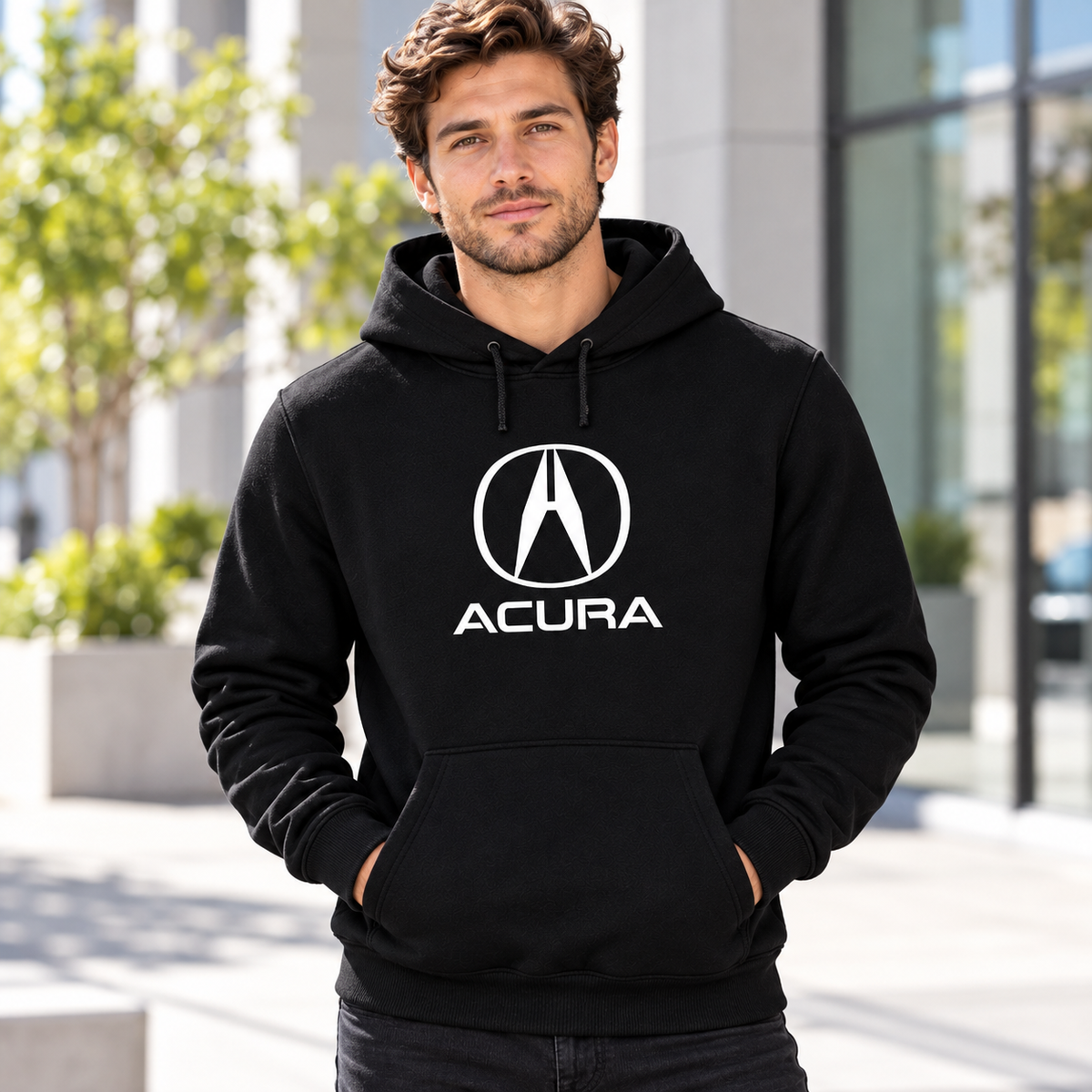 Men’s Acura Car Pullover Hoodie | Color: Black | Image 3