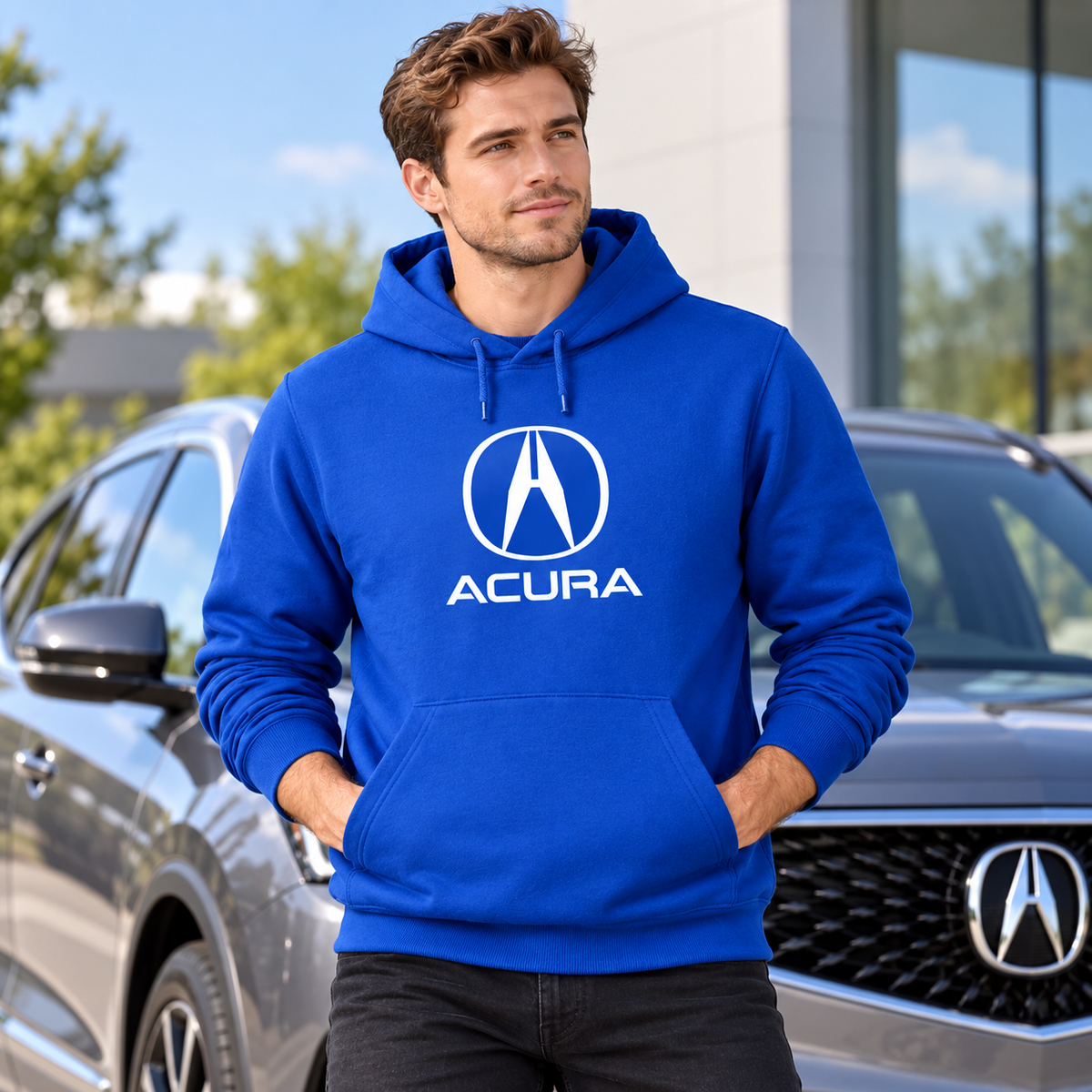 Men’s Acura Car Pullover Hoodie | Color: Blue | Image 1