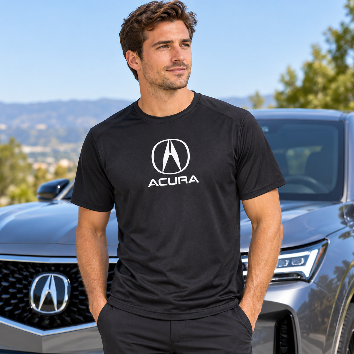 Men’s Acura Car Polyester T-Shirt | Color: Black | Image 1