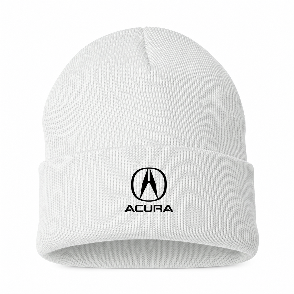 Men's Acura Beanie Hat — White — clean front main