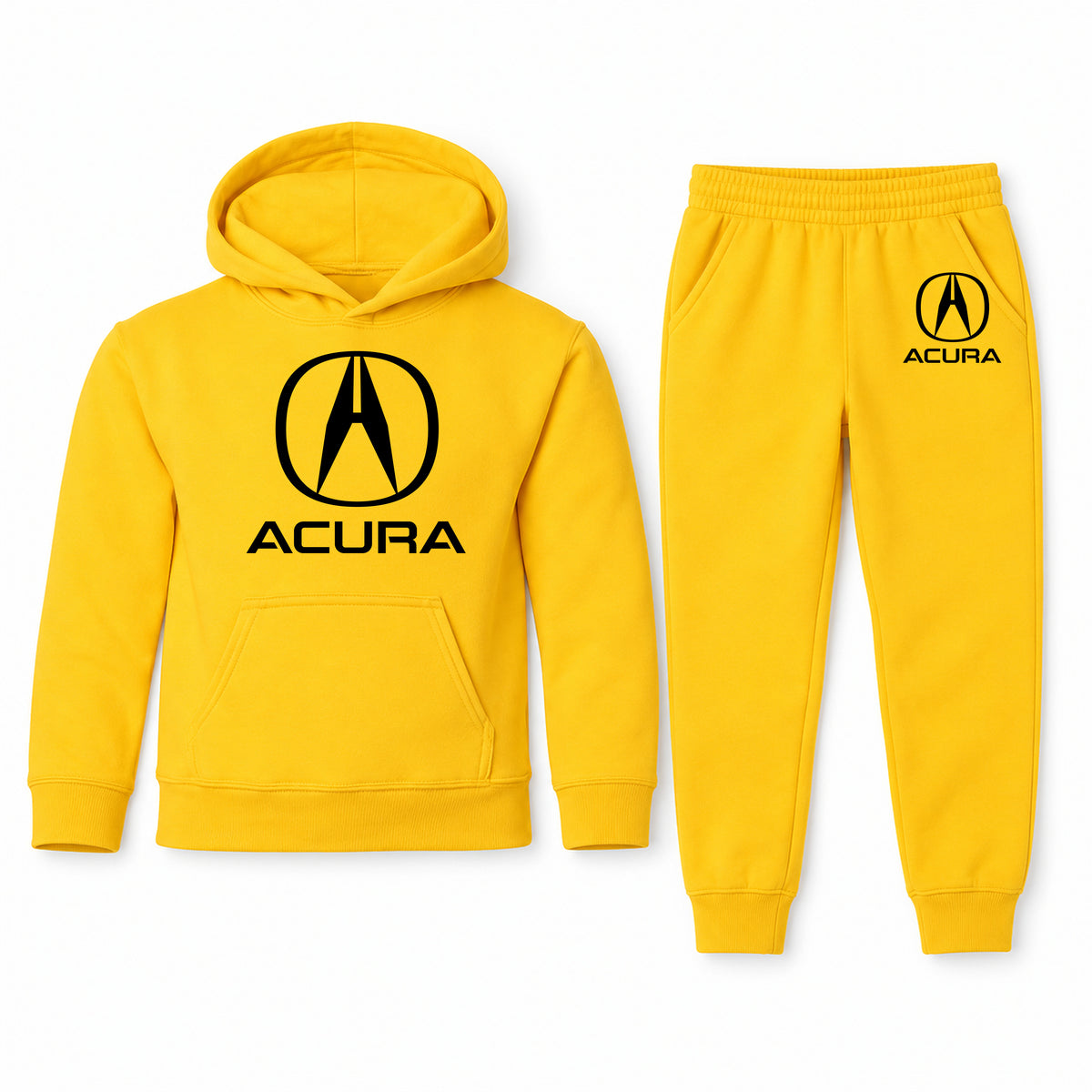 Acura youth hoodie jogger set, Yellow, Youth Large ages 10–12