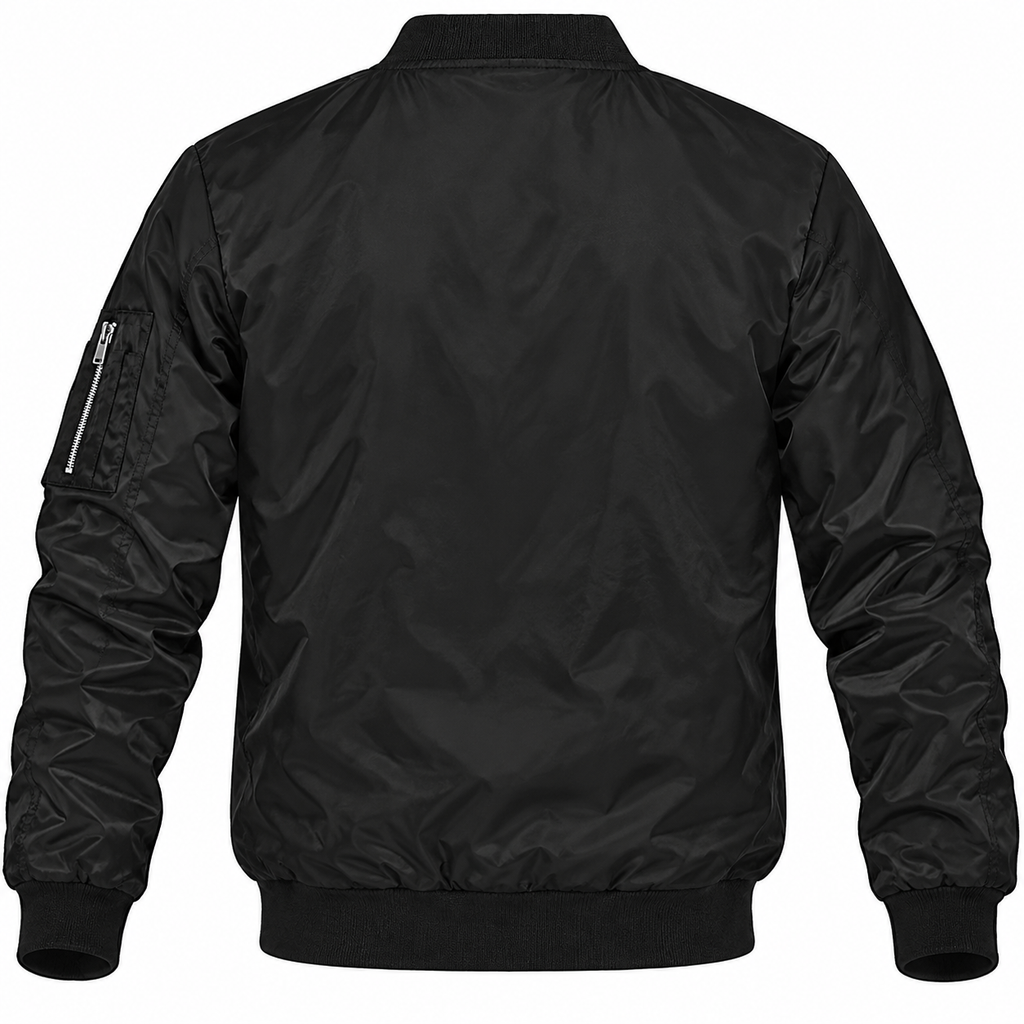 Alfa Romeo black bomber jacket back product view | color: black |