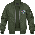 Alfa Romeo army green lightweight bomber jacket front product photo | color: army green |
