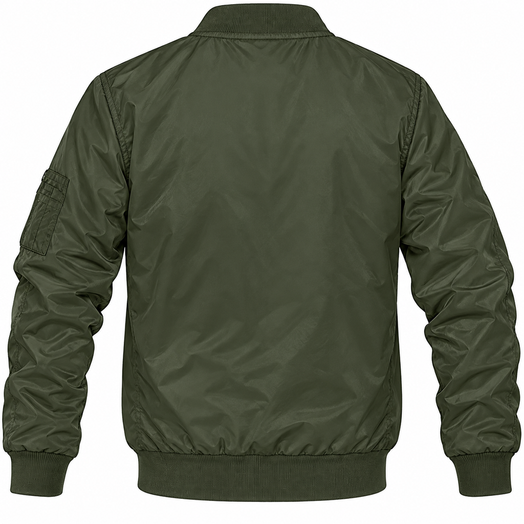 Alfa Romeo army green lightweight bomber jacket back product view | color: army green |