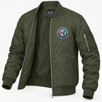Alfa Romeo army green lightweight bomber jacket open angled product view | color: army green |