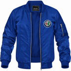 Alfa Romeo blue lightweight bomber jacket front product photo | color: blue |