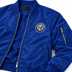 Alfa Romeo blue lightweight bomber jacket chest logo detail | color: blue |