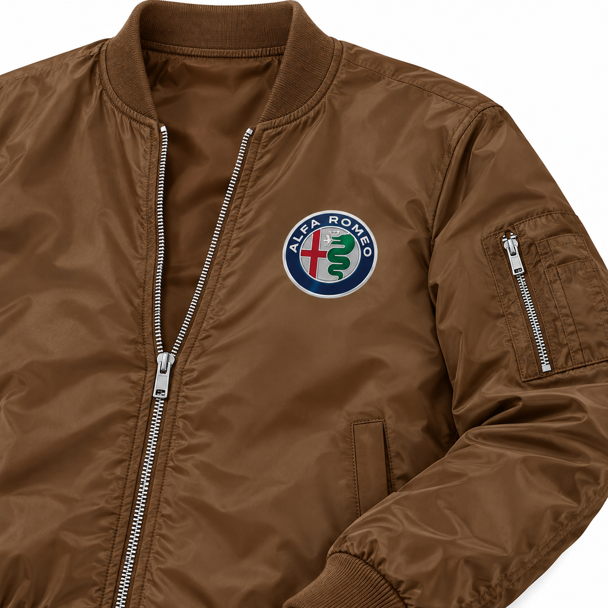 Alfa Romeo brown lightweight bomber jacket chest logo detail | color: brown |