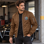 Alfa Romeo brown lightweight bomber jacket model lifestyle view | color: brown |