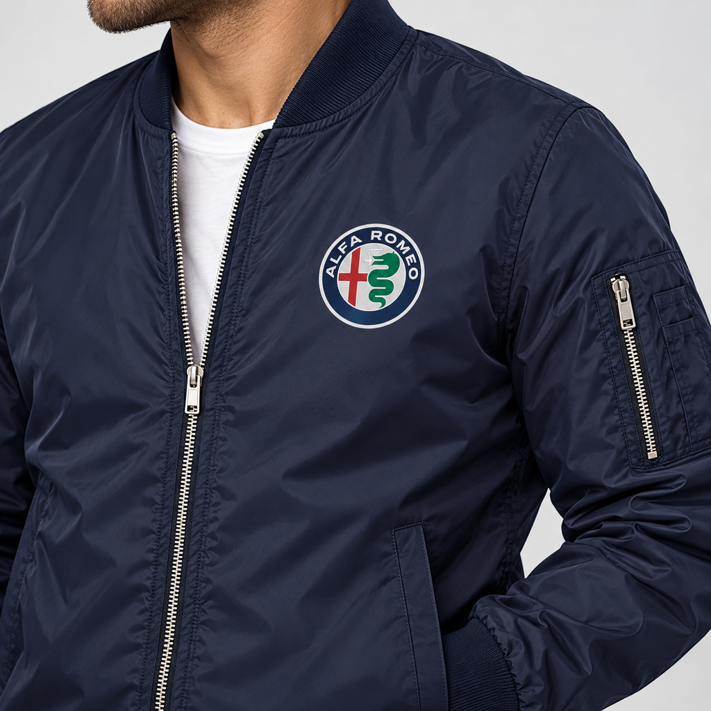 Alfa Romeo navy lightweight bomber jacket chest crest detail | color: navy |