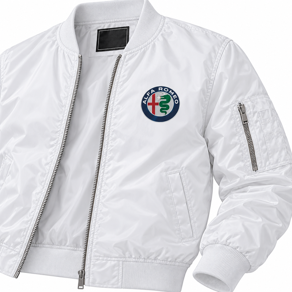 Alfa Romeo white lightweight bomber jacket chest logo detail | color: white |