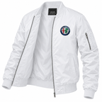 Alfa Romeo white lightweight bomber jacket open angled product view | color: white |