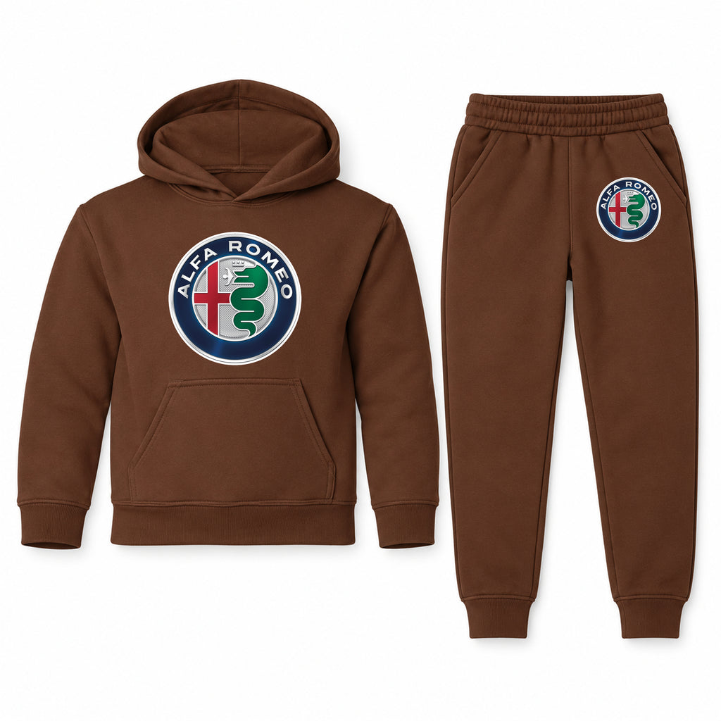 Alfa Romeo youth hoodie jogger set, Brown, Youth Large ages 10–12