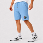 Alfa Romeo fleece shorts Sky Blue front logo near left hem