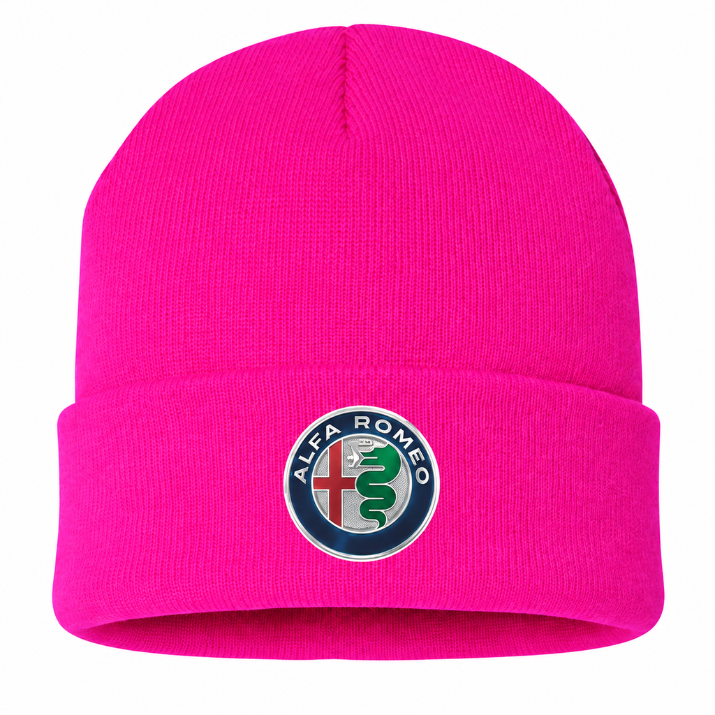 Men's Alfa Romeo Beanie Hat — Hot Pink — clean front main