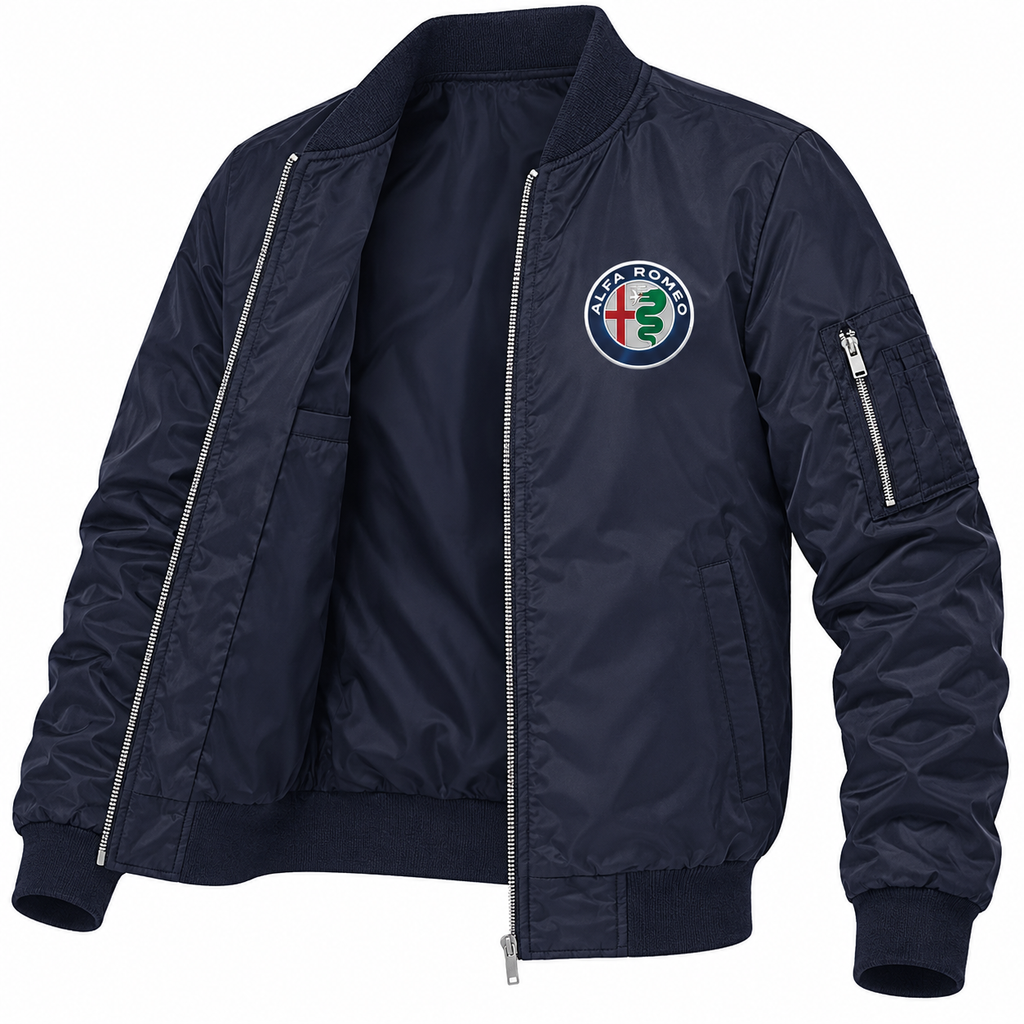 Alfa Romeo navy bomber jacket open product view | color: navy |
