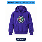 Alfa Romeo - Youth Large Hoodie (Ages 10–12) | Color: Purple