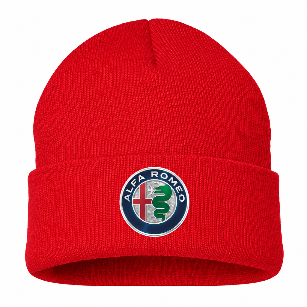 Men's Alfa Romeo Beanie Hat — Red — clean front main