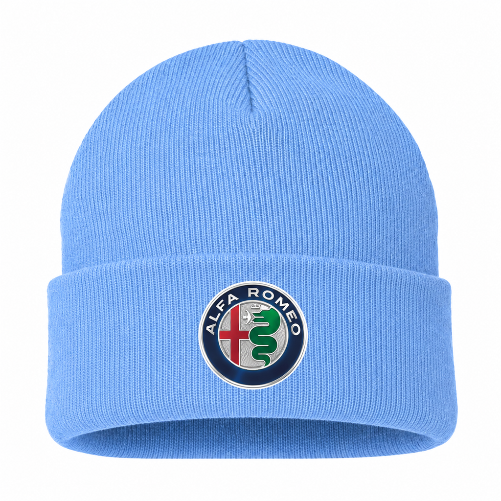 Men's Alfa Romeo Beanie Hat — Sky Blue — clean front main