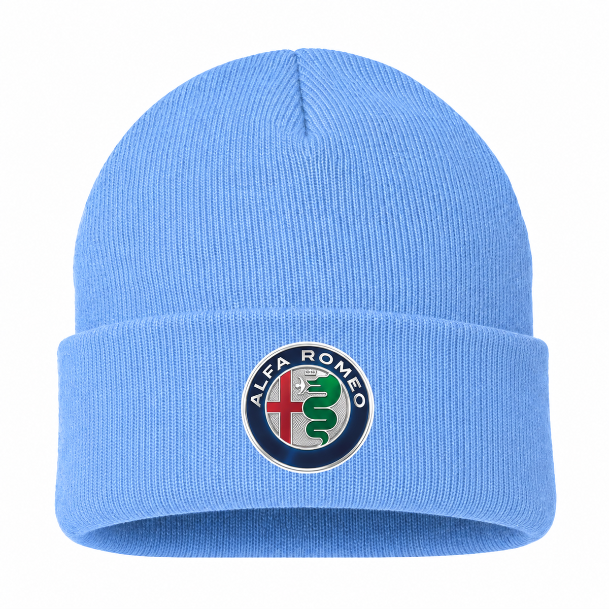 Men's Alfa Romeo Beanie Hat — Sky Blue — clean front main