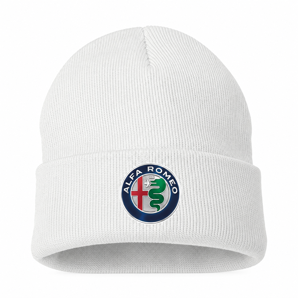 Men's Alfa Romeo Beanie Hat — White — clean front main