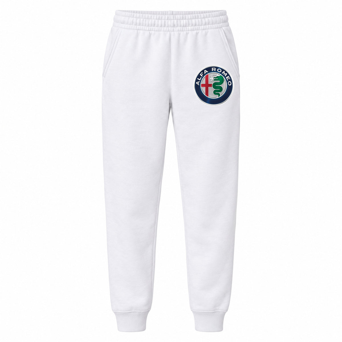 Alfa Romeo youth jogger sweatpants in White, Youth Large ages 10–12