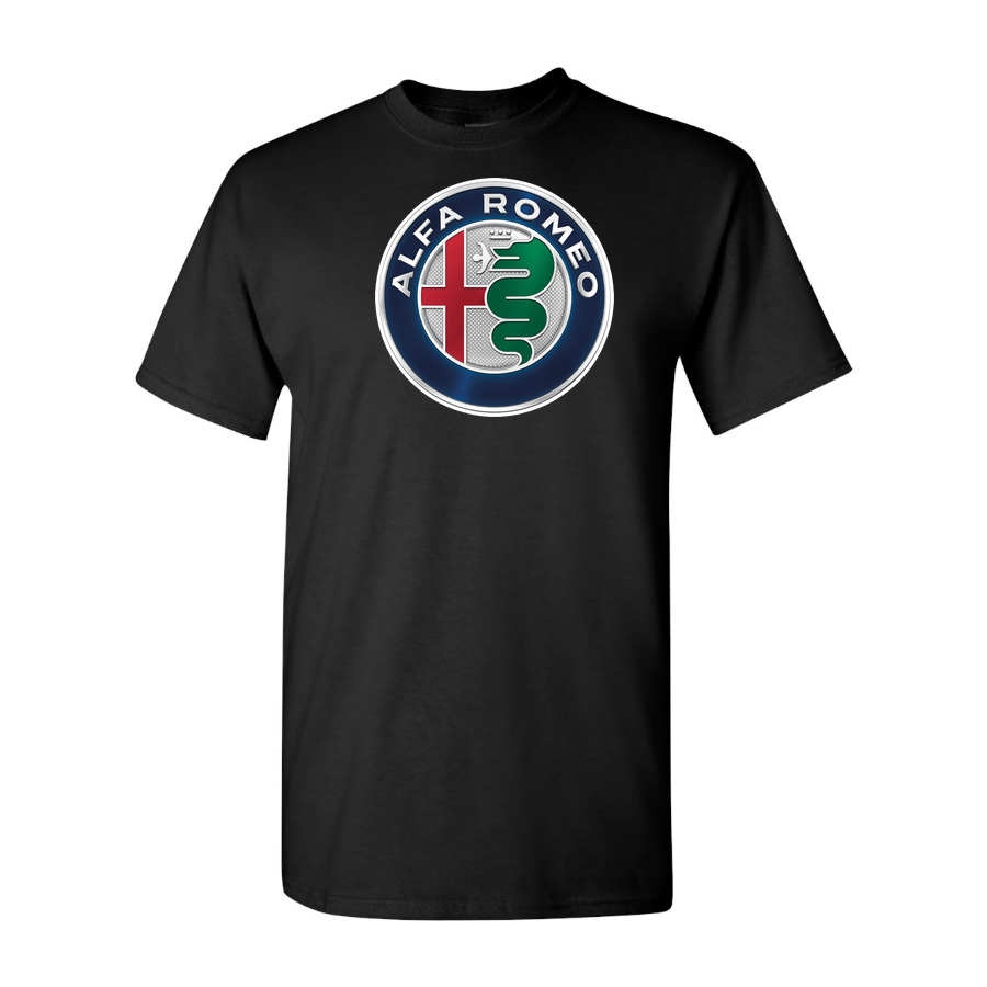 Youth Kids Alfa Romeo Car Cotton T-Shirt | Color: Black | Main