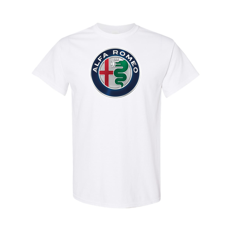 Youth Kids Alfa Romeo Car Cotton T-Shirt | Color: White | Main
