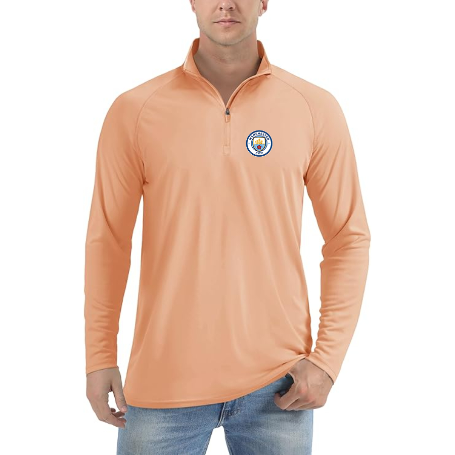 Men’s Manchester City Soccer - Lightweight Quarter-Zip Athletic Shirt – Long Sleeve Performance Wear