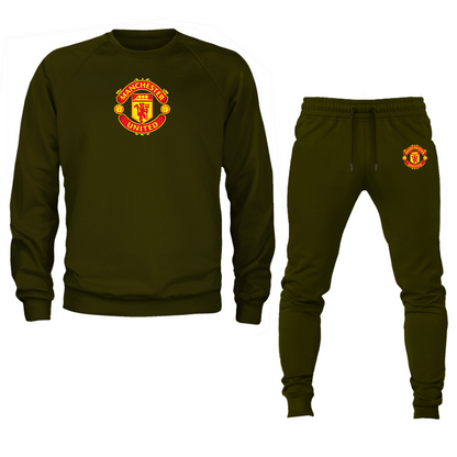 Men’s Manchester United Soccer Soccer Logo Crewneck Sweatshirt Joggers Suit