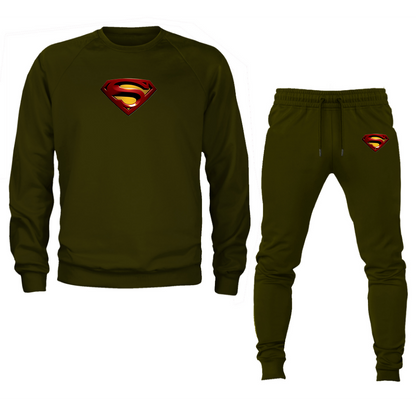 Men's Superman Superhero Crewneck Sweatshirt Joggers Suit