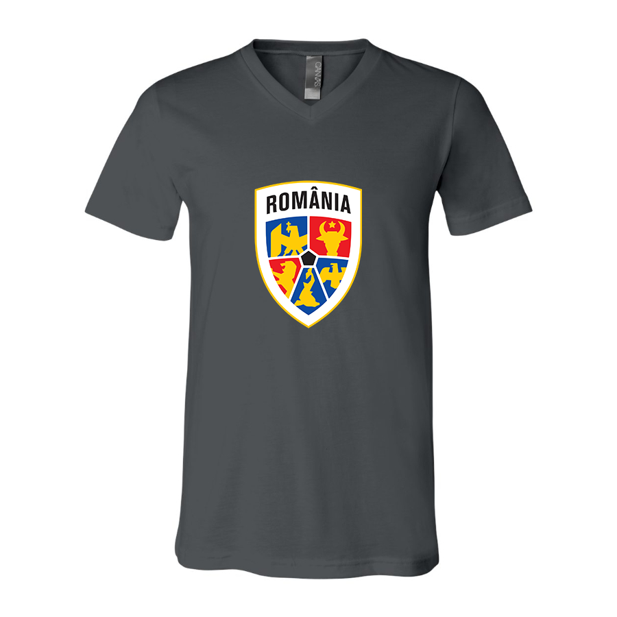 Men’s  Romania National Soccer Team - BELLA + CANVAS - Jersey V-Neck Tee - 3005