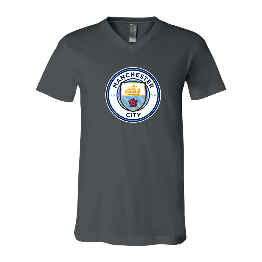 Men’s  Manchester City Soccer - BELLA + CANVAS - Jersey V-Neck Tee - 3005