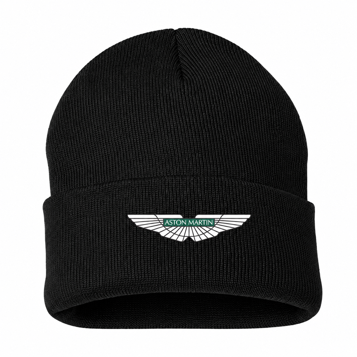 Men's Aston Martin Beanie Hat — Black — clean front main
